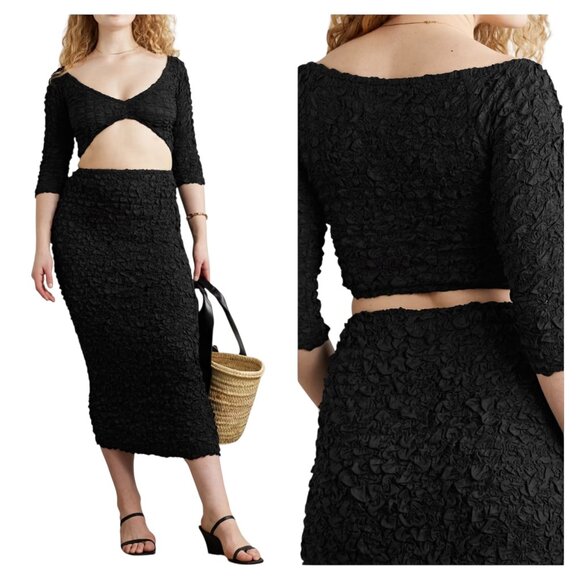 Mara Hoffman Aja Cropped Popcorn Top Black 2X NWT $315 - Picture 1 of 5